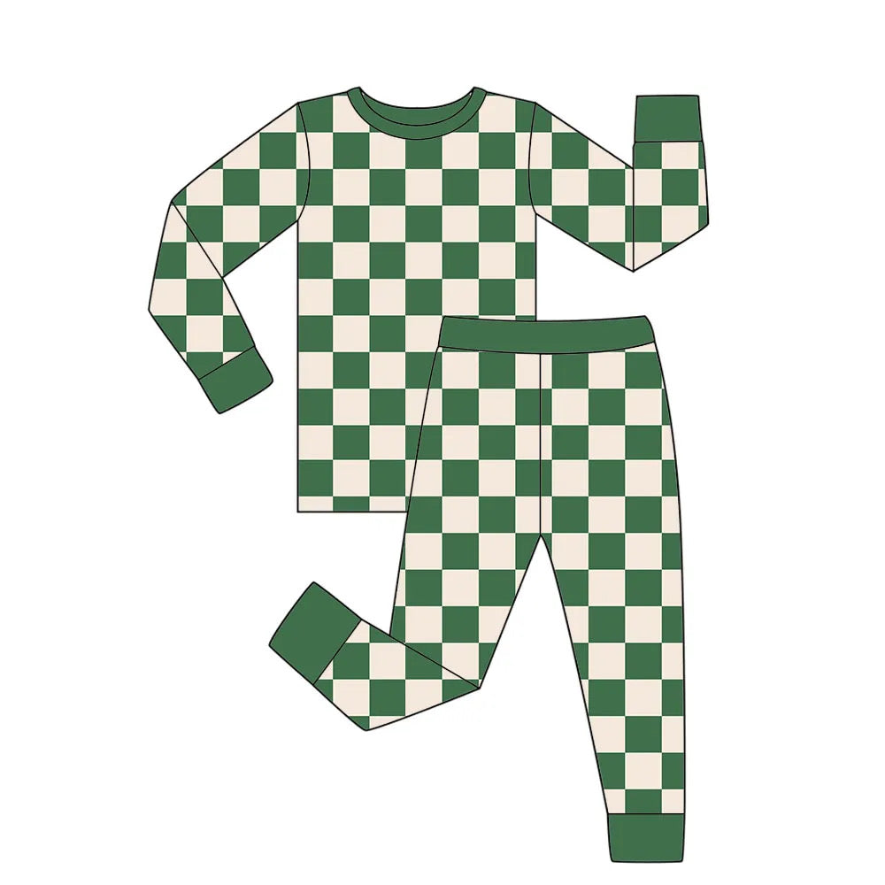 Green Checkered | Two-Piece Long Sleeve Pajama Set